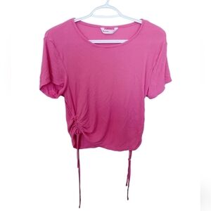 Bluenotes‎ Women's Pink Ruched Casual Tie Up Top Summer Spring Size Large